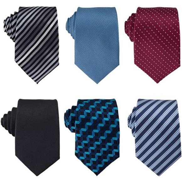 Men's Necktie Classic Silk Tie Woven Jacquard Neck Ties 6 PCS